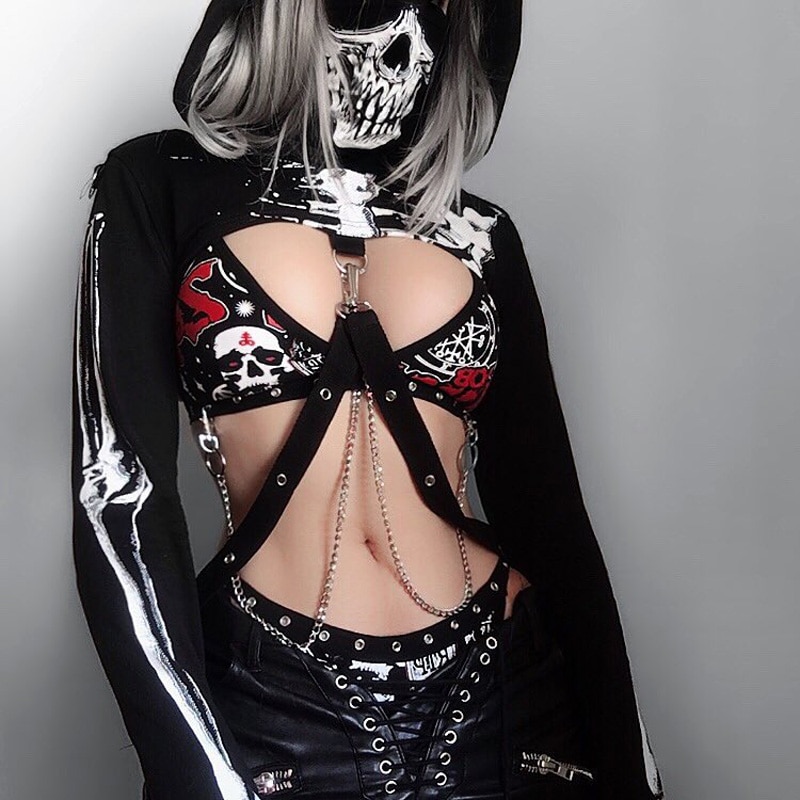 Gothic Punk Skeleton Halloween Hoodies