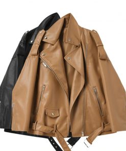 Faux Leather Drop-shoulder Jackets